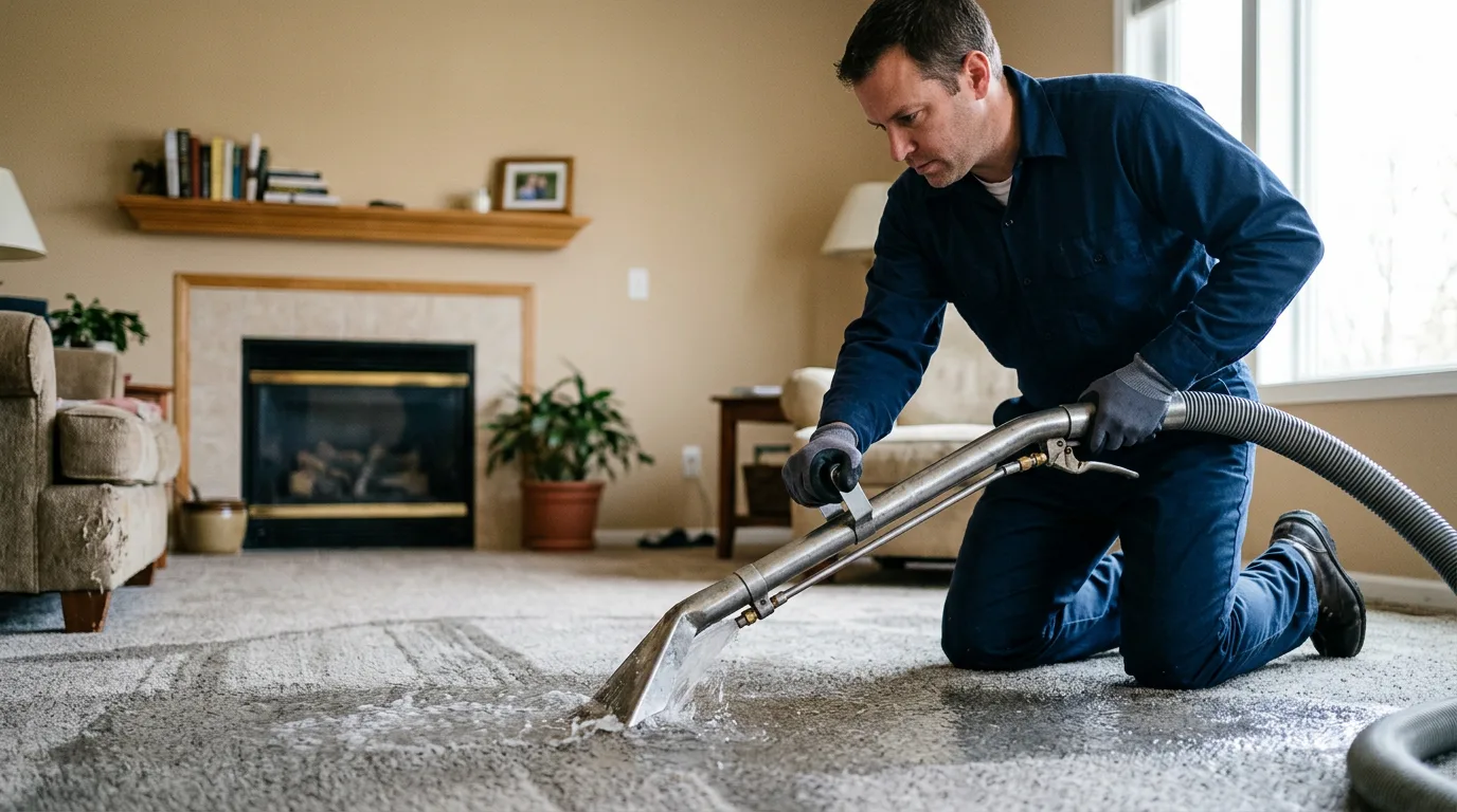 Water damage restoration technician working near Herndon, KS